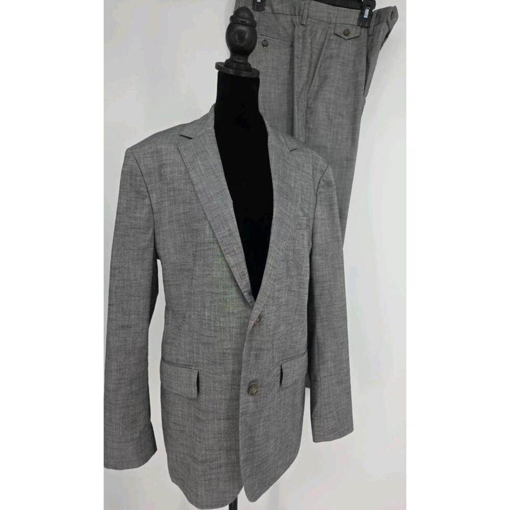 Bonobos Mens Sz 40R Standard Fit Suit Gray Chambray Pant Slim Fit‎ 36x29